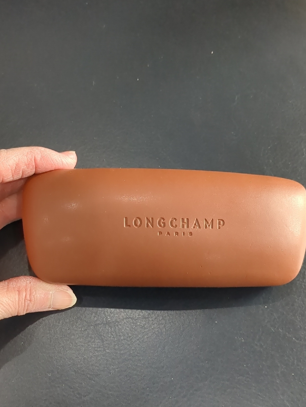 Longchamp Tan Brown Leather Eyeglass Case